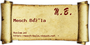Mesch Béla névjegykártya
